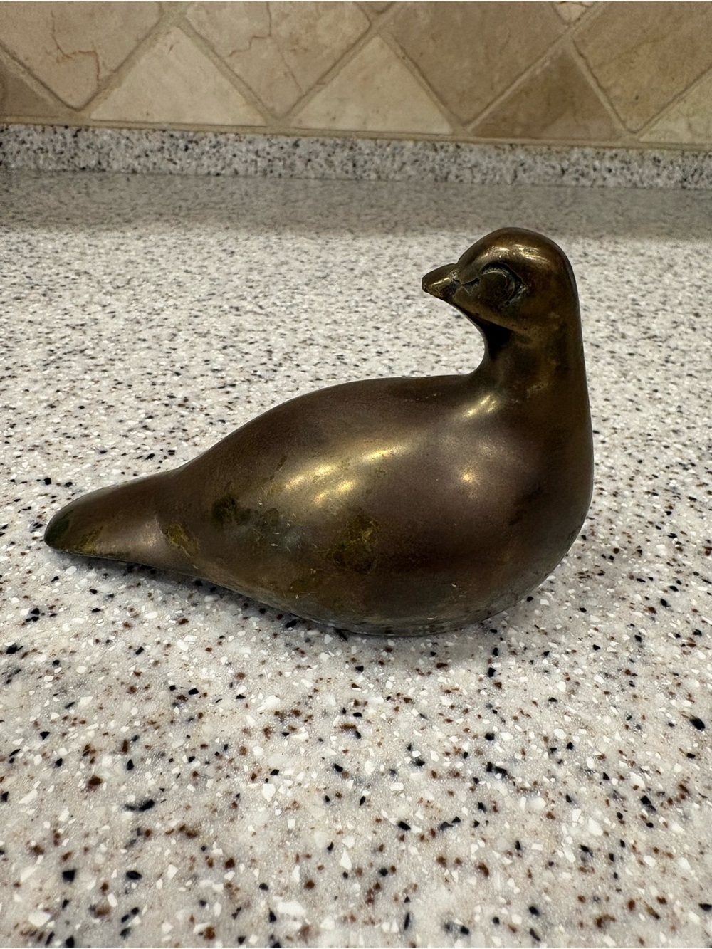 Vintage solid brass dove or mourning dove figurine
